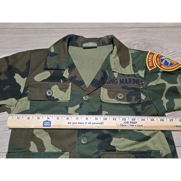 Military Camo Jacket Shirt Woodland Kids Fatigues Size 14 USMC Parris Island - Picture 5 of 5